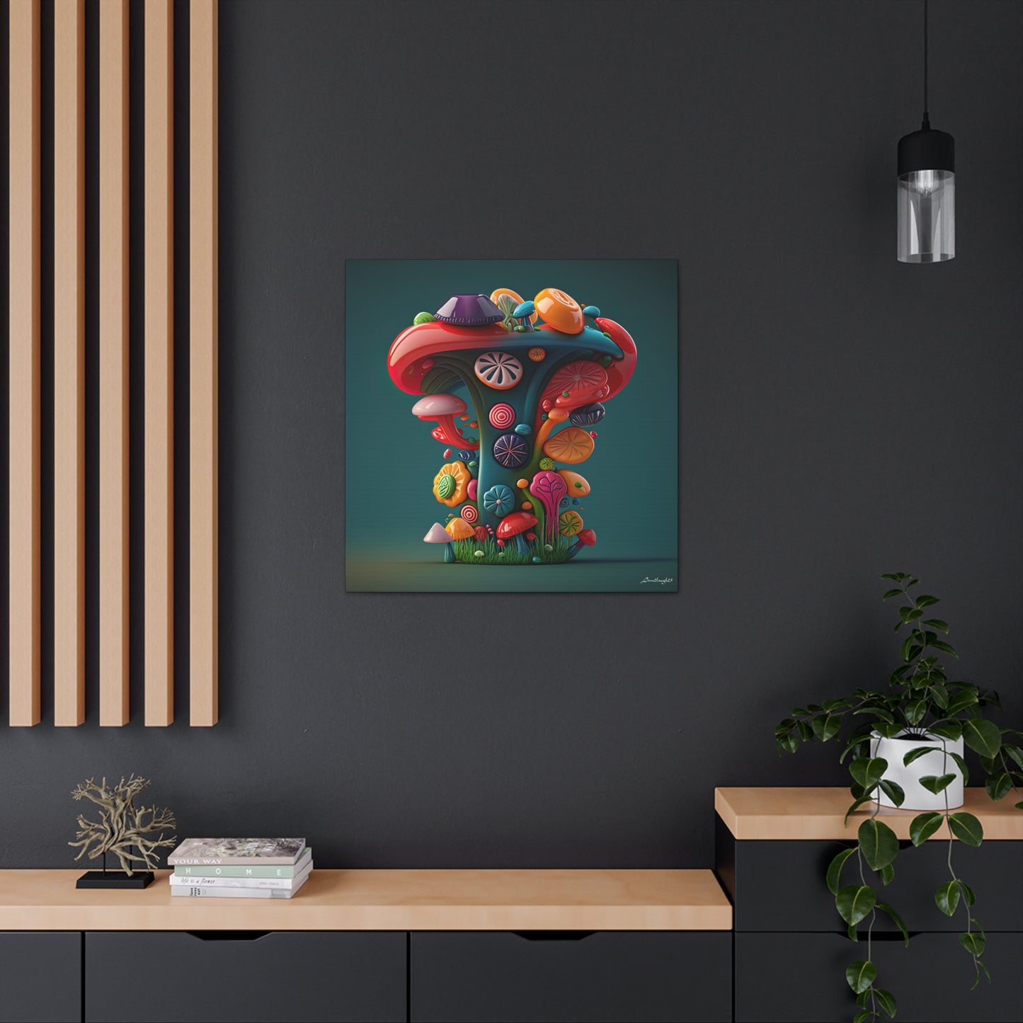 Beautiful Mushroom Luminating Colorful Bliss 9 Canvas Gallery Wraps