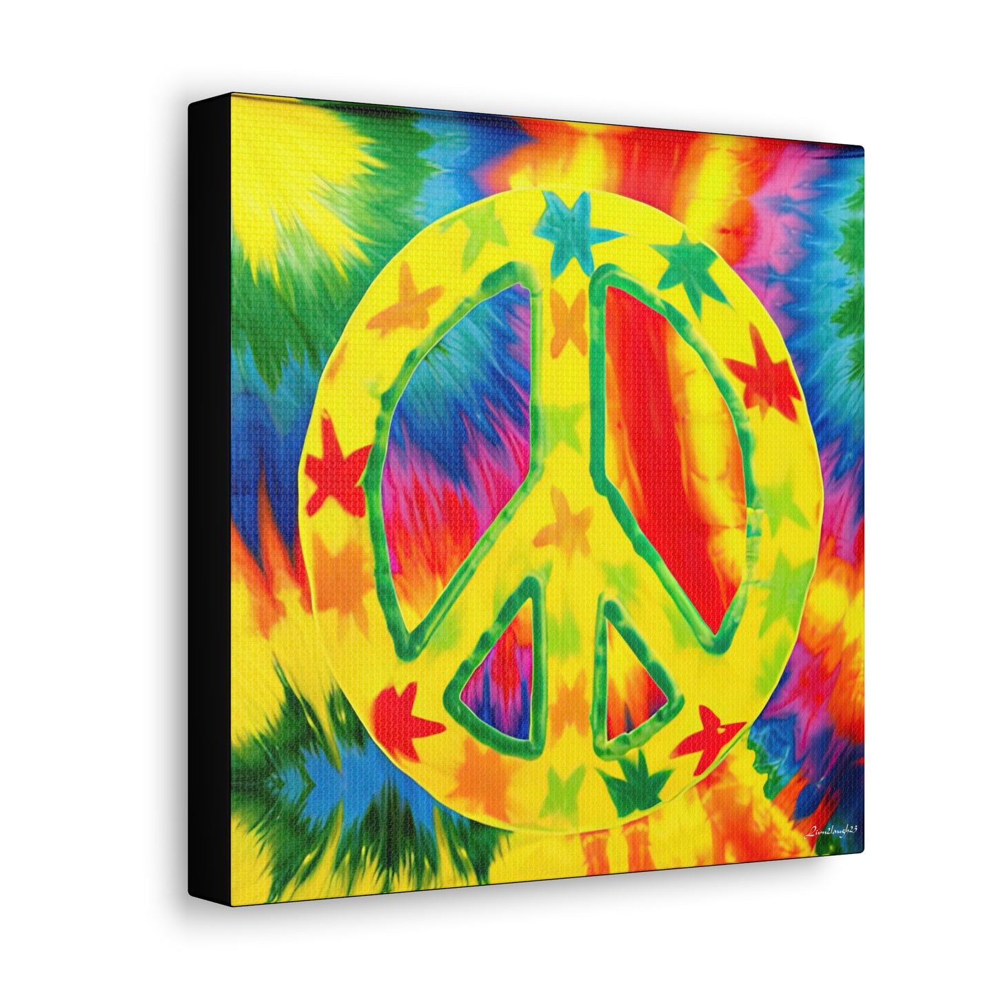 Coolio Tie Dye Hippie Peace Sign And Stars 8 Canvas Gallery Wraps