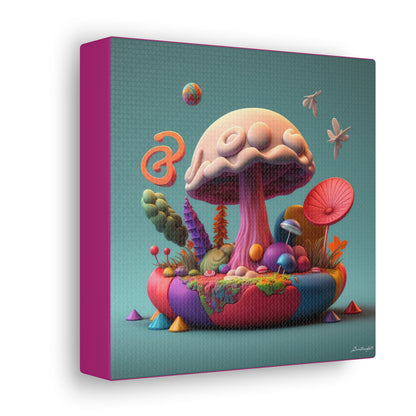 Gummy-Candy Style Mushroom Fun Bliss Cute Flowers Canvas Gallery Wraps