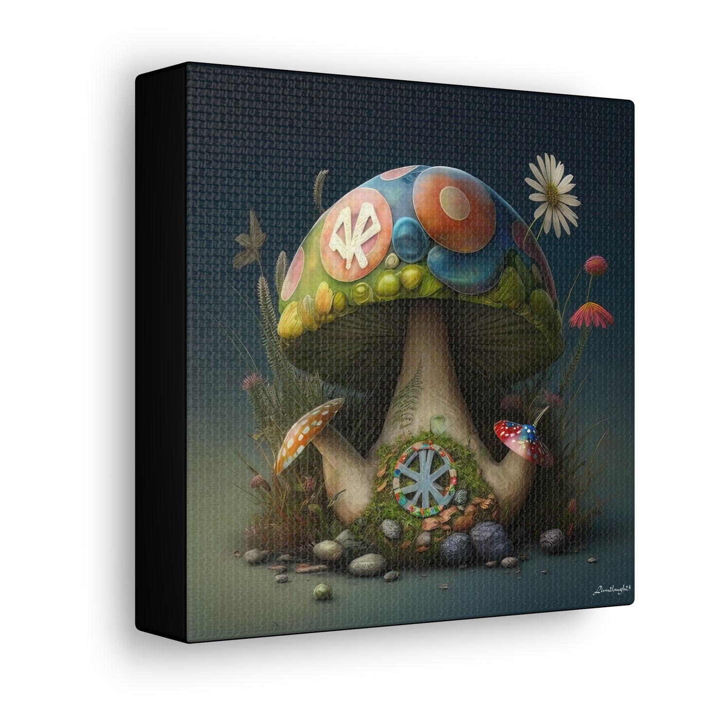 Beautiful Three Mushroom Colorful Uniquely Detailed 2 Canvas Gallery Wraps