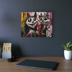 Doodle Abstract Wide Eye Racoons With Colorful Grey Pink Yellow Background By DaFlowerChild Aluminum Composite Panels