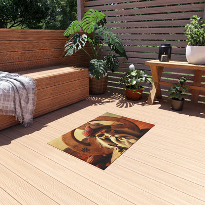 Wise Man In Dessert With Beard And Peace Sign Outdoor Rug