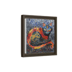 Mystic Shadows: The Enigmatic Cat, Framed Mosaic Cat Art Print — Colorful Modern Wall Canvas