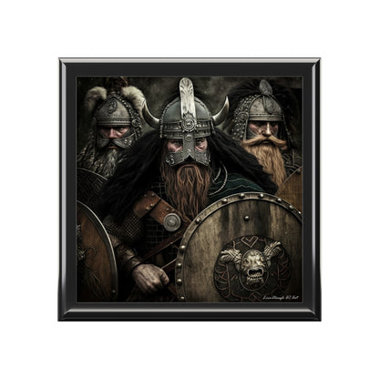 Viking's Stance With Shield, Black or Brown Jewelry Box