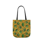 Gold And Green Marijuana Pot Weed Leaf With Gold Background 420 Polyester Canvas Tote Bag (AOP)