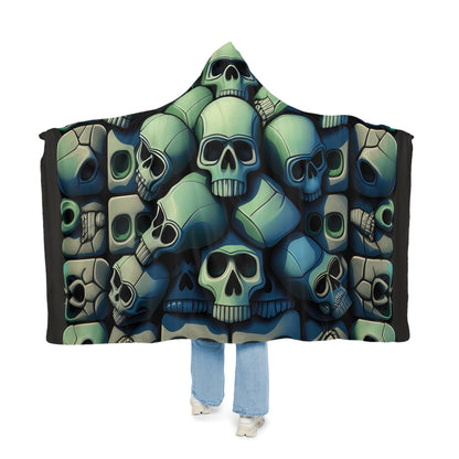 Deeply Detailed Blue And Grey Skulls Cement Background Snuggle Blanket