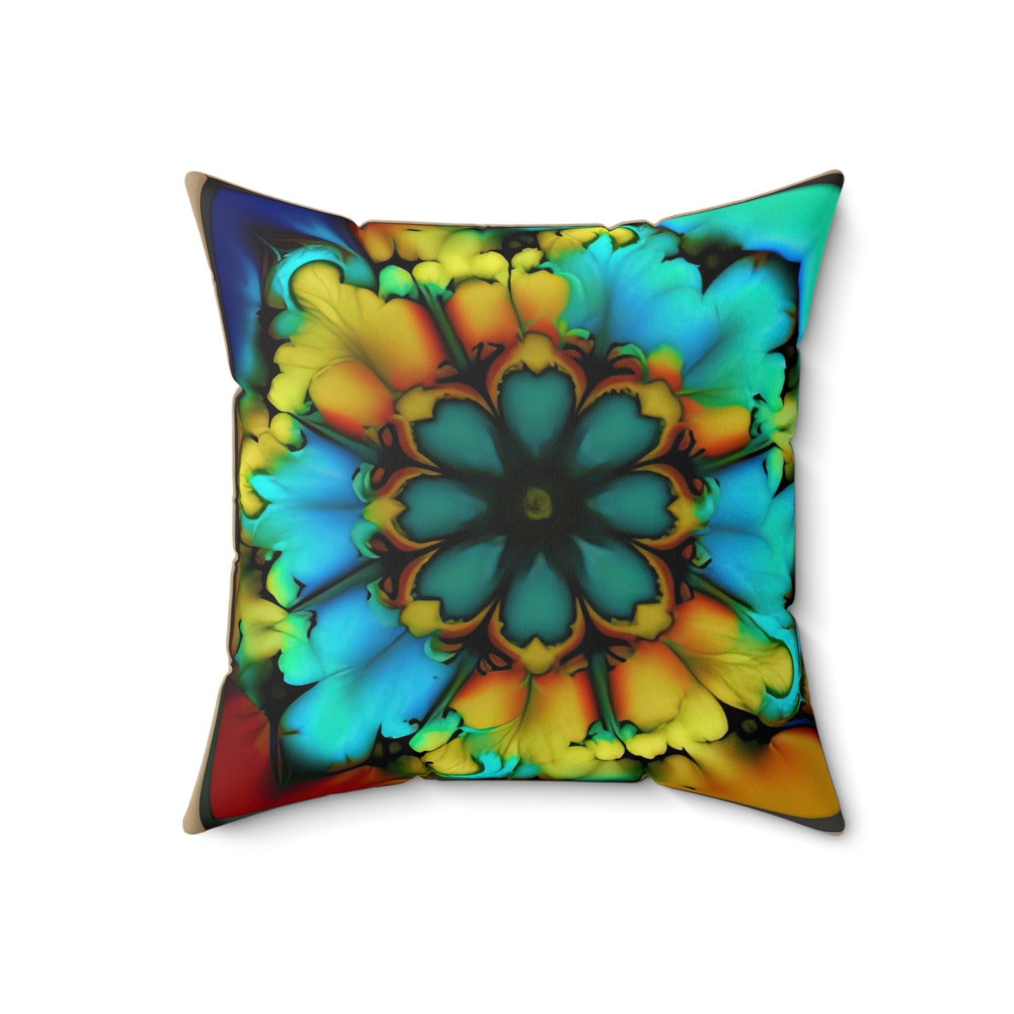 Bold And Beautiful Tie Dye B 3 Blue Yellow Spun Polyester Square Pillow