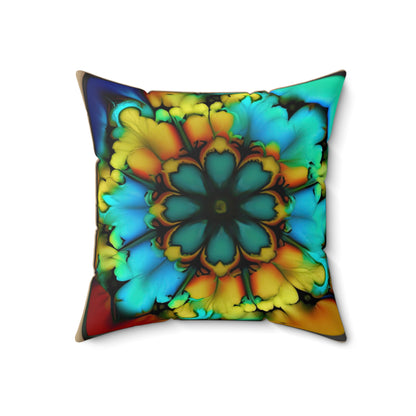 Bold And Beautiful Tie Dye B 3 Blue Yellow Spun Polyester Square Pillow