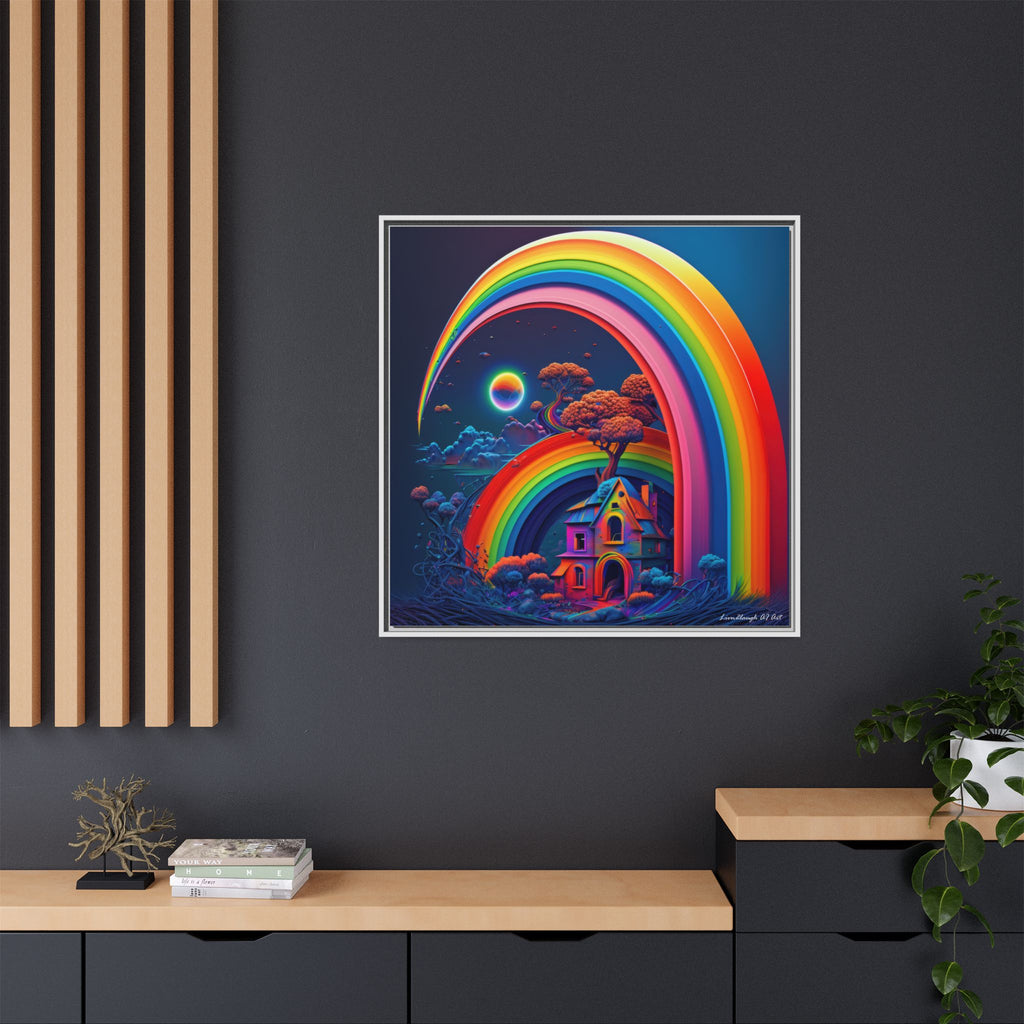 Home Beneath the Rainbow, Art Print — Colorful Modern Wall Canvas