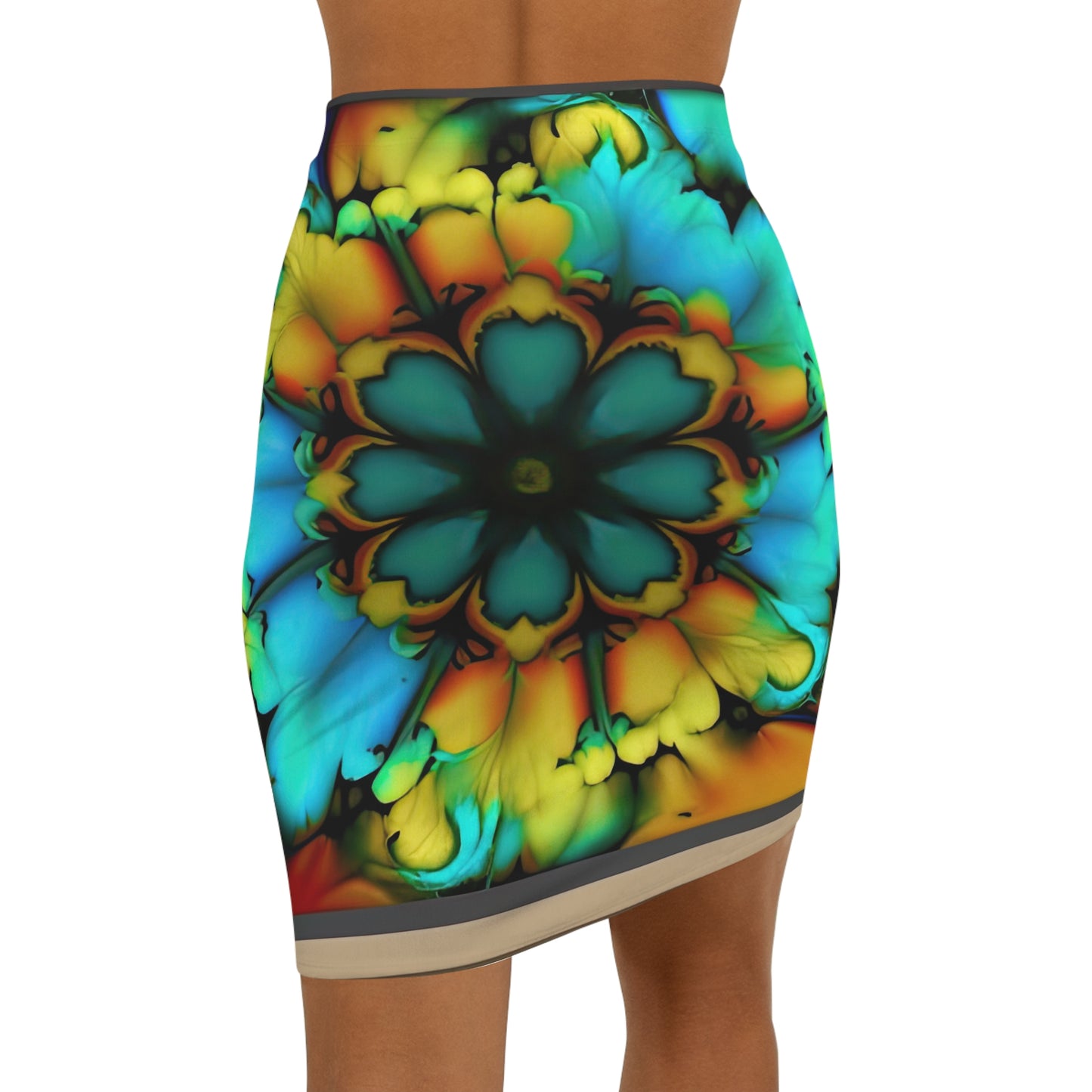 Bold And Beautiful Tie Dye B 3 Blue Yellow Women's Mini Skirt (AOP)