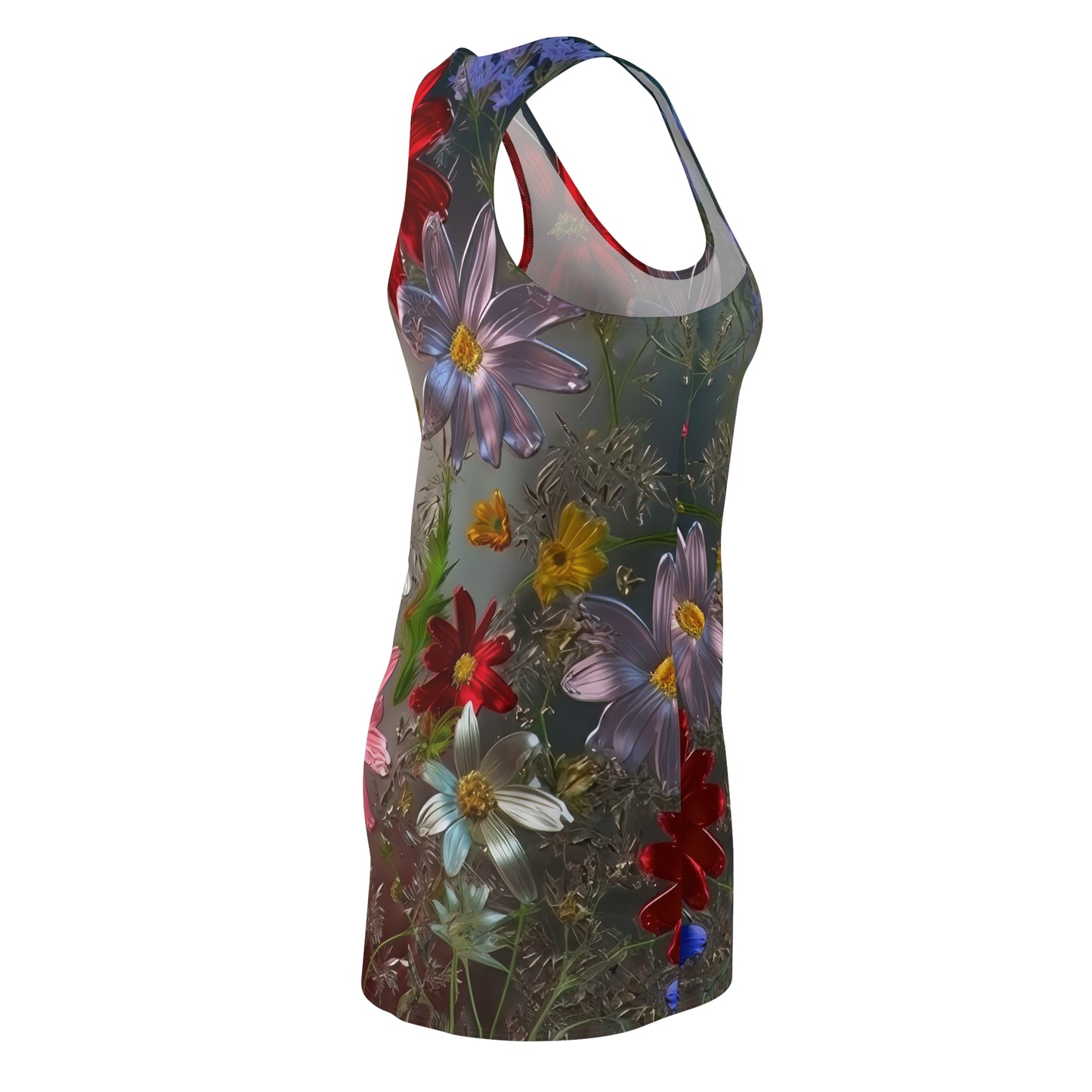 Bold & Beautiful & Metallic Wildflowers, Gorgeous floral Design, Style 6 Women's Cut & Sew Racerback Dress (AOP)