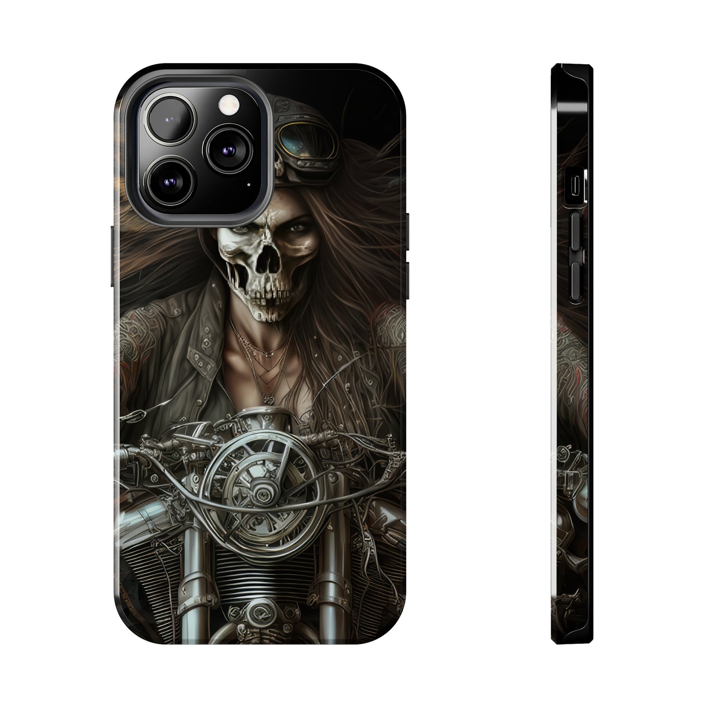 Skull Motorcycle Rider, Ready to Tear Up Road On Beautiful Bike 10 Tough Phone Cases