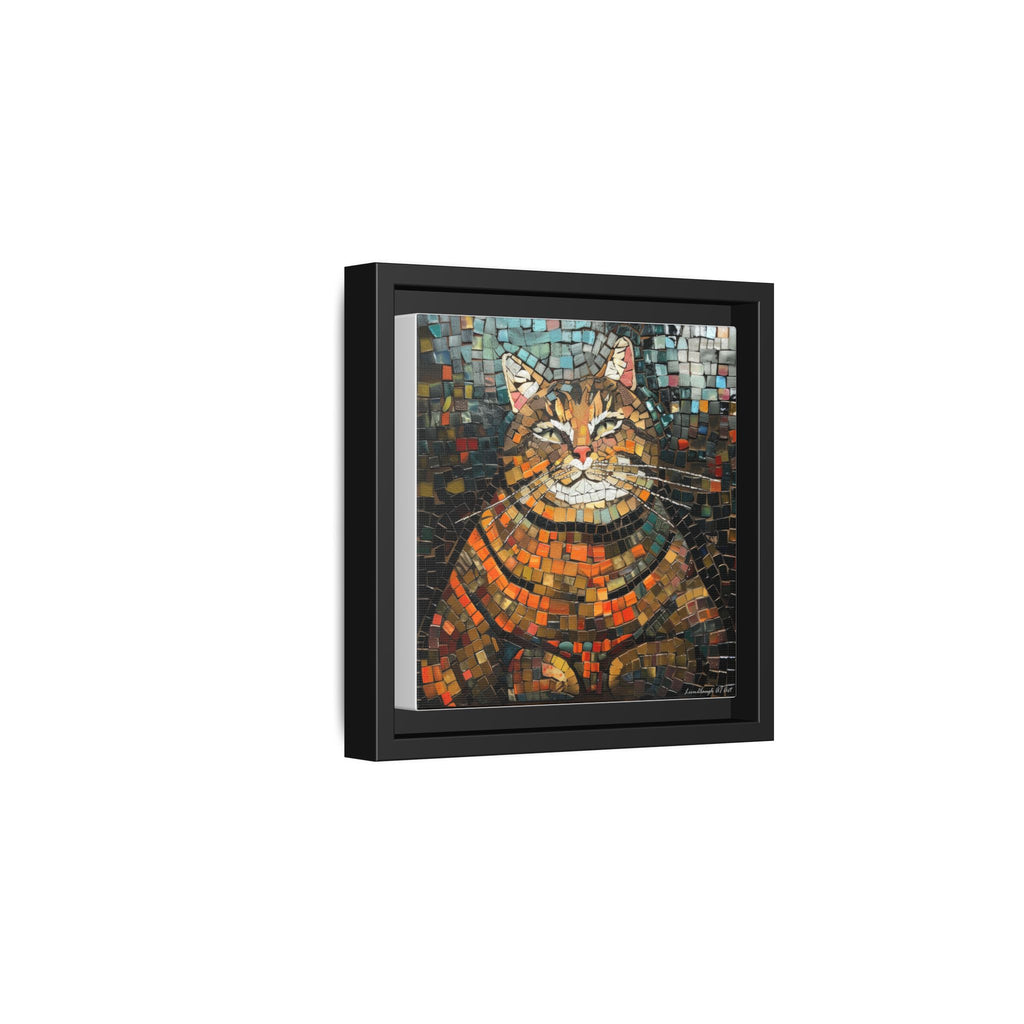 Mosaic Majesty: The Regal Cat, Framed Mosaic Cat Art Print — Colorful Modern Wall Canvas