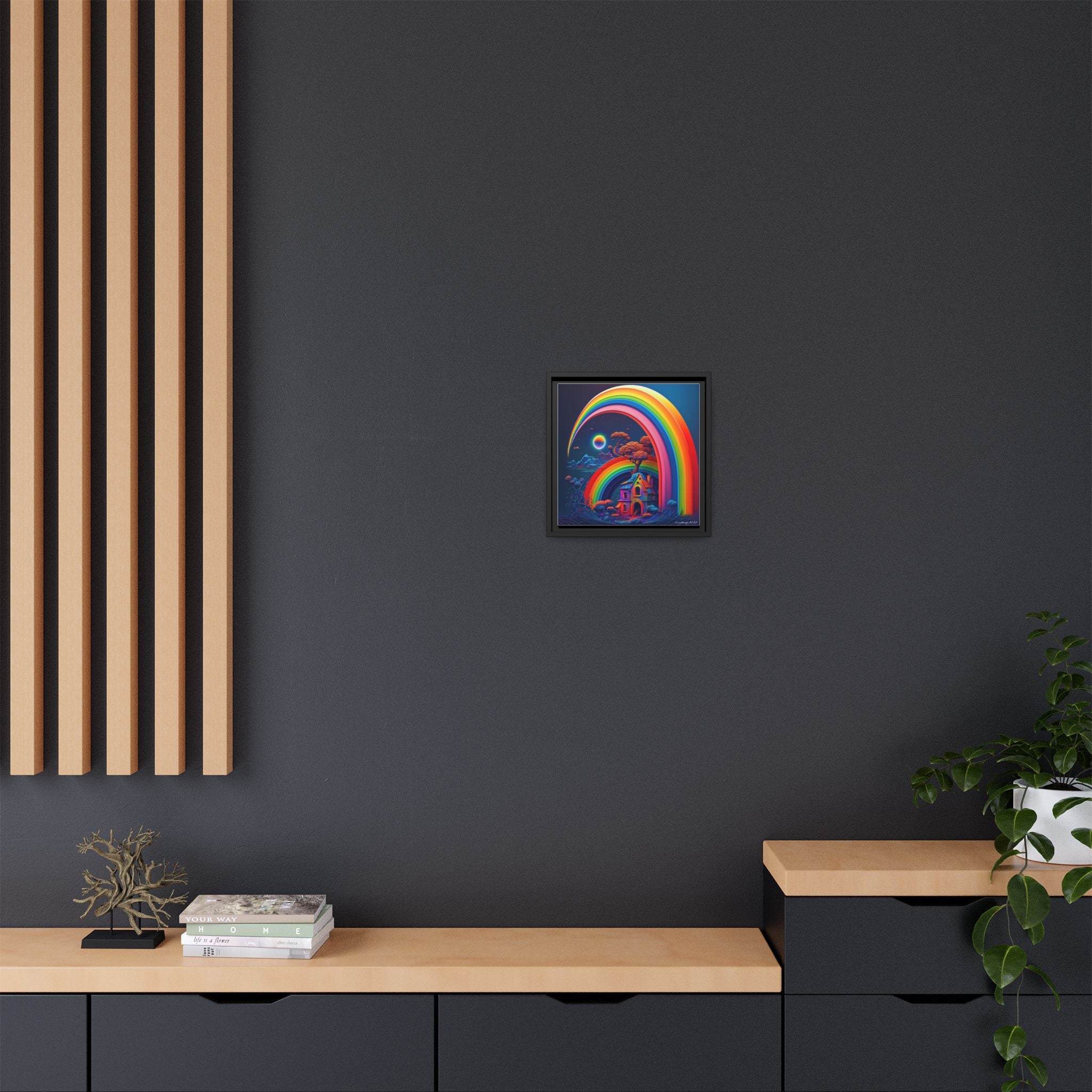 Home Beneath the Rainbow, Art Print — Colorful Modern Wall Canvas