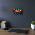 Stained Glass Blue Background Amazing Yellow Heart Aluminum Composite Panels