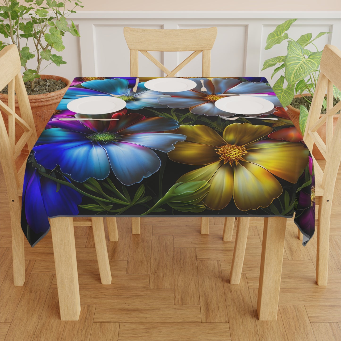 Bold & Beautiful & Metallic Wildflowers, Gorgeous floral Design, Style 5 Tablecloth