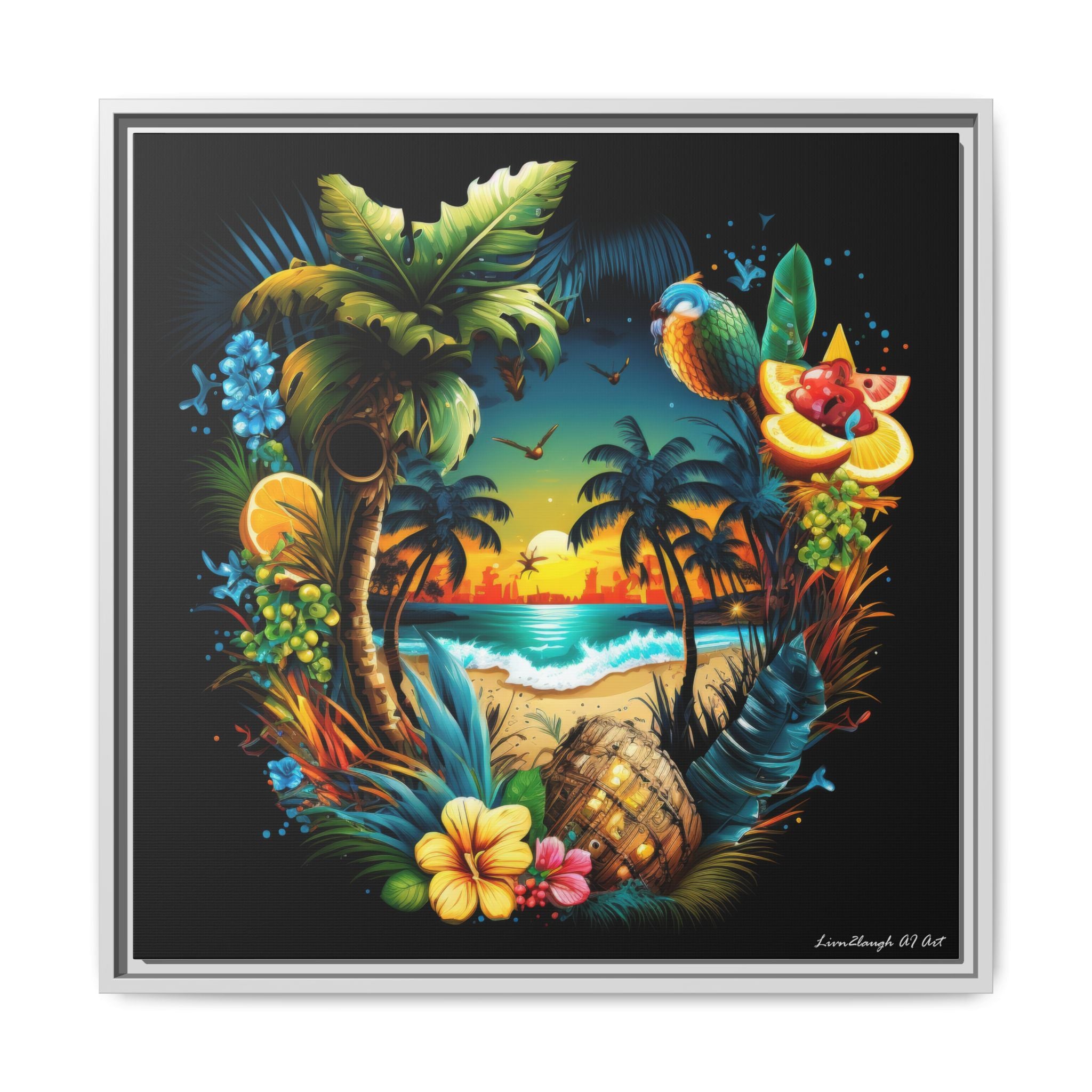 Island Rhythm at Dusk, Art Print — Colorful Modern Wall Canvas