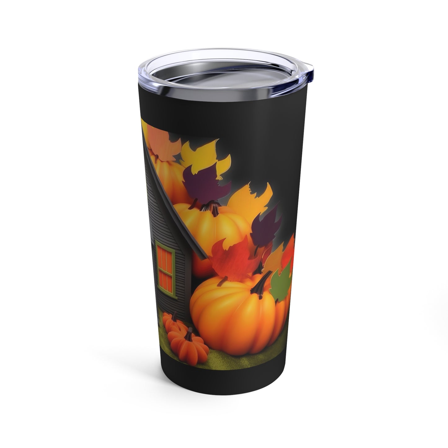 Fall Home With Black Cat And Pumpkins Tumbler 20oz