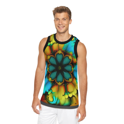 Bold And Beautiful Tie Dye B 3 Blue Yellow Unisex Basketball Jersey (AOP)