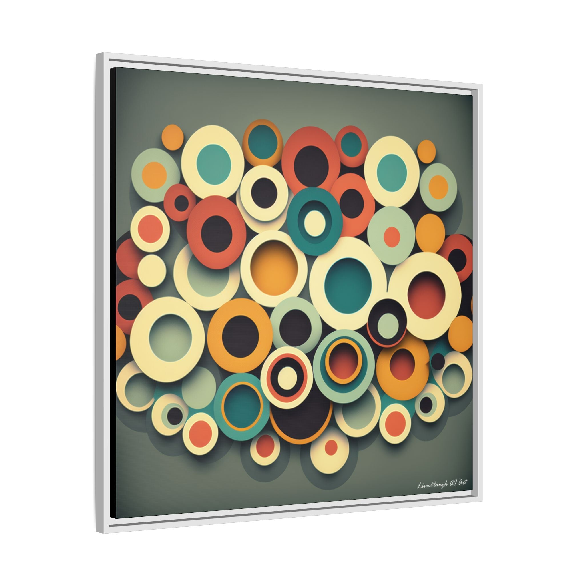 Gathered Circles, Matte Canvas, Framed (Multi-color)