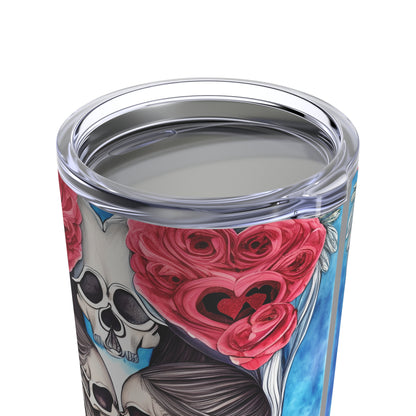 Love Shows No Time Boundaries Skulls, Image By Loewenkind Creations Tumbler 20oz