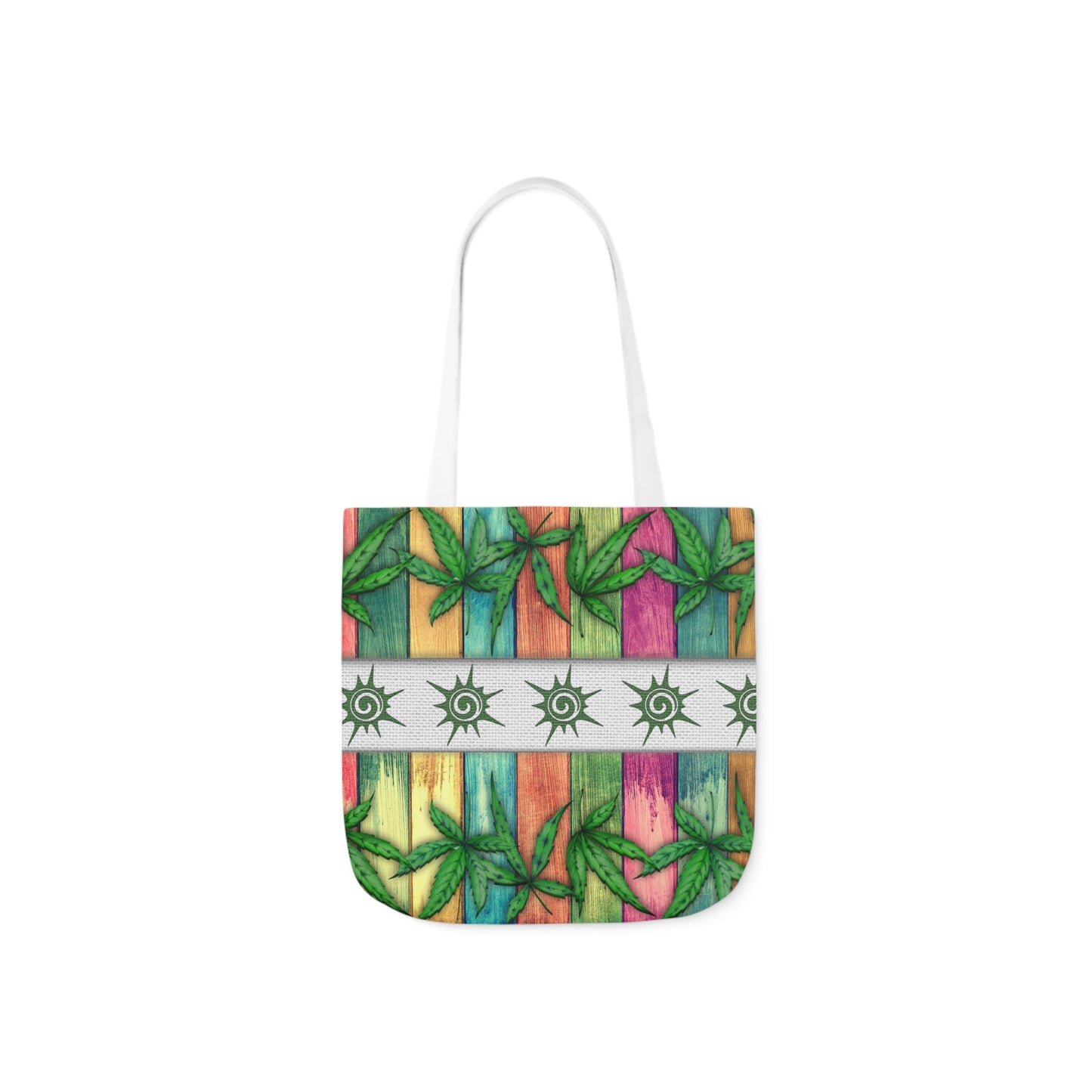 Beautiful Multicolored Pink Purple Blue 420 Weed Marijuana Leaf Polyester Canvas Tote Bag (AOP)