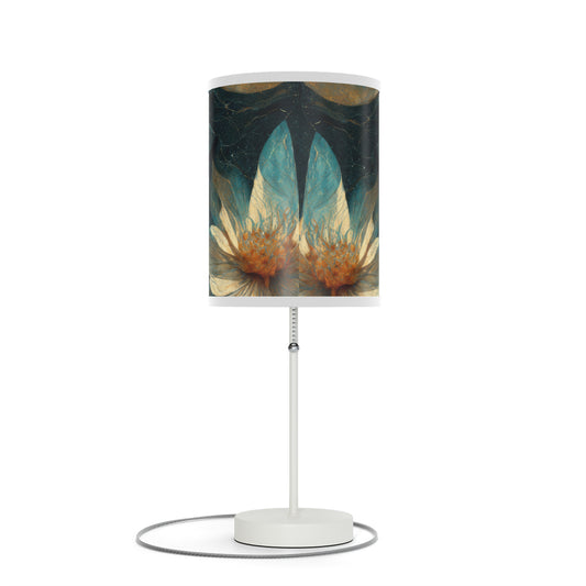 Bold And Beautiful White, Grey And Blue Floral Style 3 Lamp on a Stand, US|CA plug