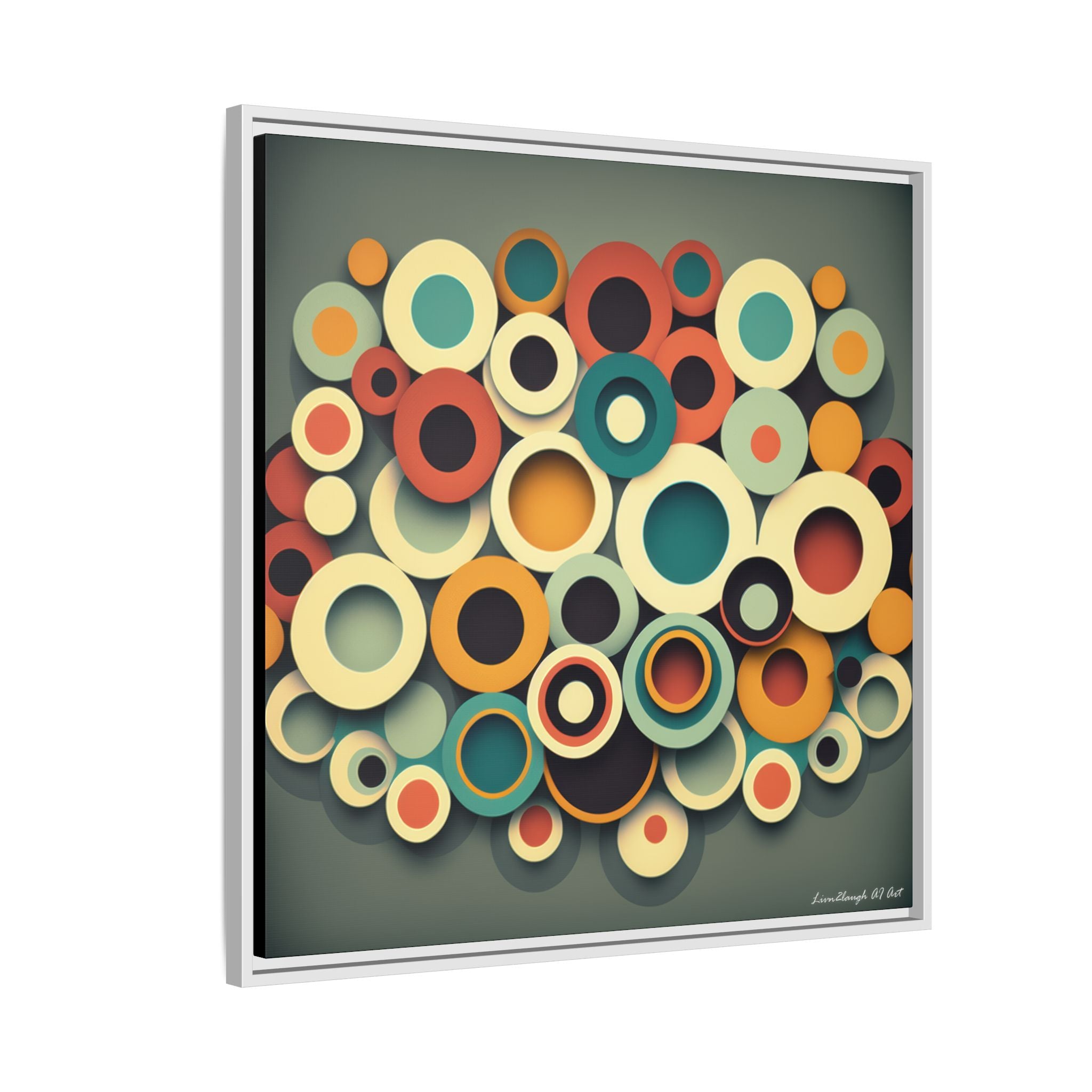 Gathered Circles, Matte Canvas, Framed (Multi-color)