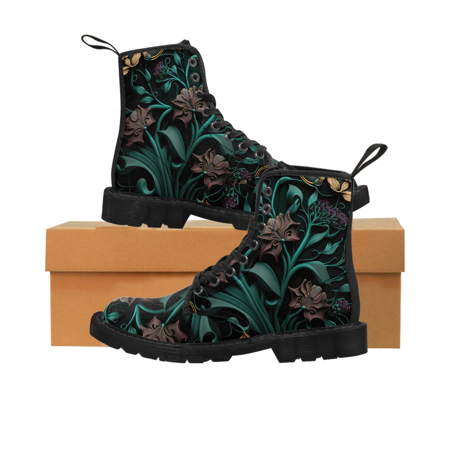 Gothic Bold & Beautiful flower floral Style 2 Men's Canvas Boots