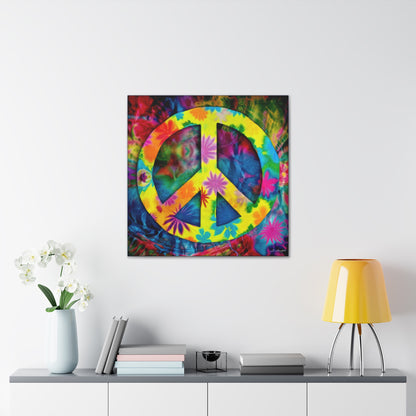 Coolio Tie Dye Hippie Peace Sign 3 Canvas Gallery Wraps