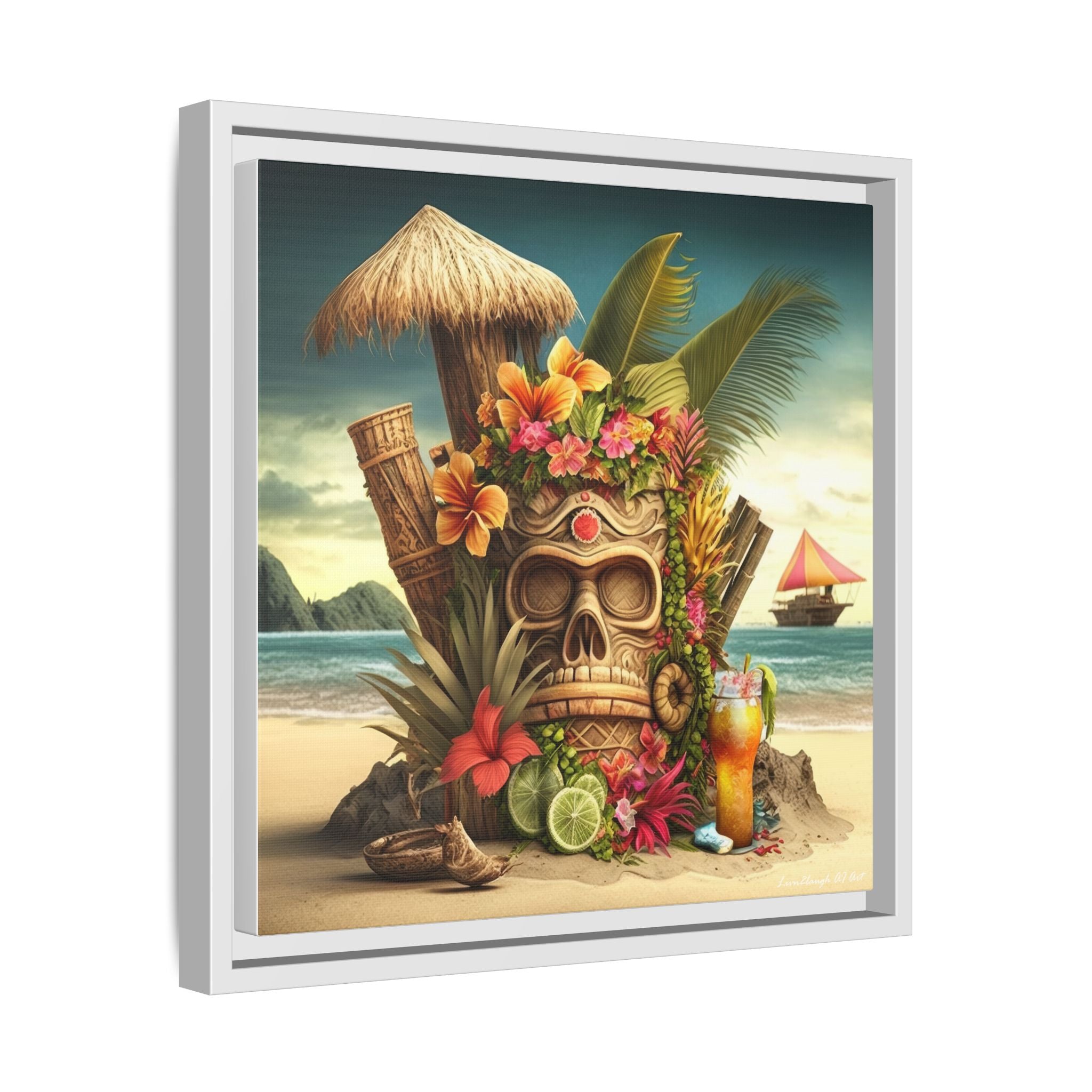 Tiki Dreams by the Shore, Art Print — Colorful Modern Wall Canvas