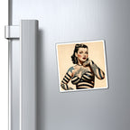 Retro Tattooed Pinup Blue, Red And White Star Magnet Style Eleven