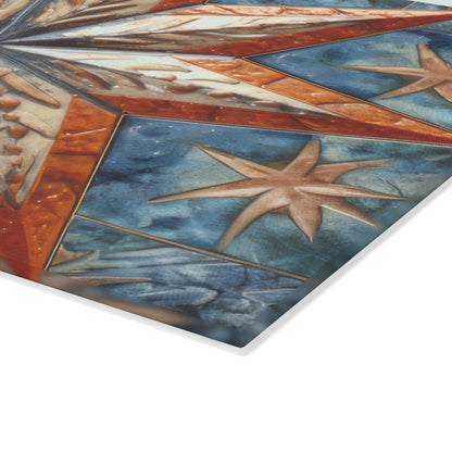 Beautiful Stars Abstract Star Style Orange, White And Blue Glass Cutting Board