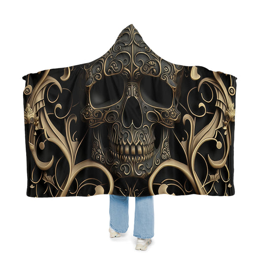 Bronze Style Metal Background Black Gun Metal Style Skull Person Snuggle Blanket