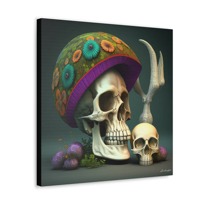 Skull With Colorful Beautifully Detailed Helmet Purple Green Orange Canvas Gallery Wraps