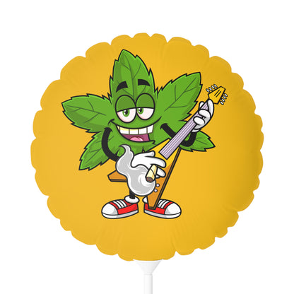 Marijuana Reggae Pot Leaf Man Smoking A Joint With Red Sneakers Style 2, Yellow Balloon (Round and Heart-shaped), 11"