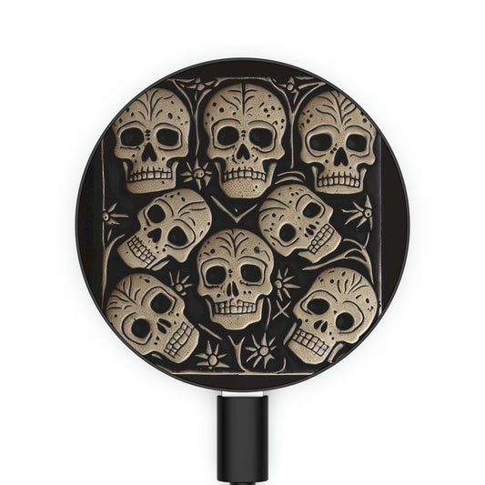 Metallic Chrome Skull And Detailed Background Style 16 Magnetic Induction Charger