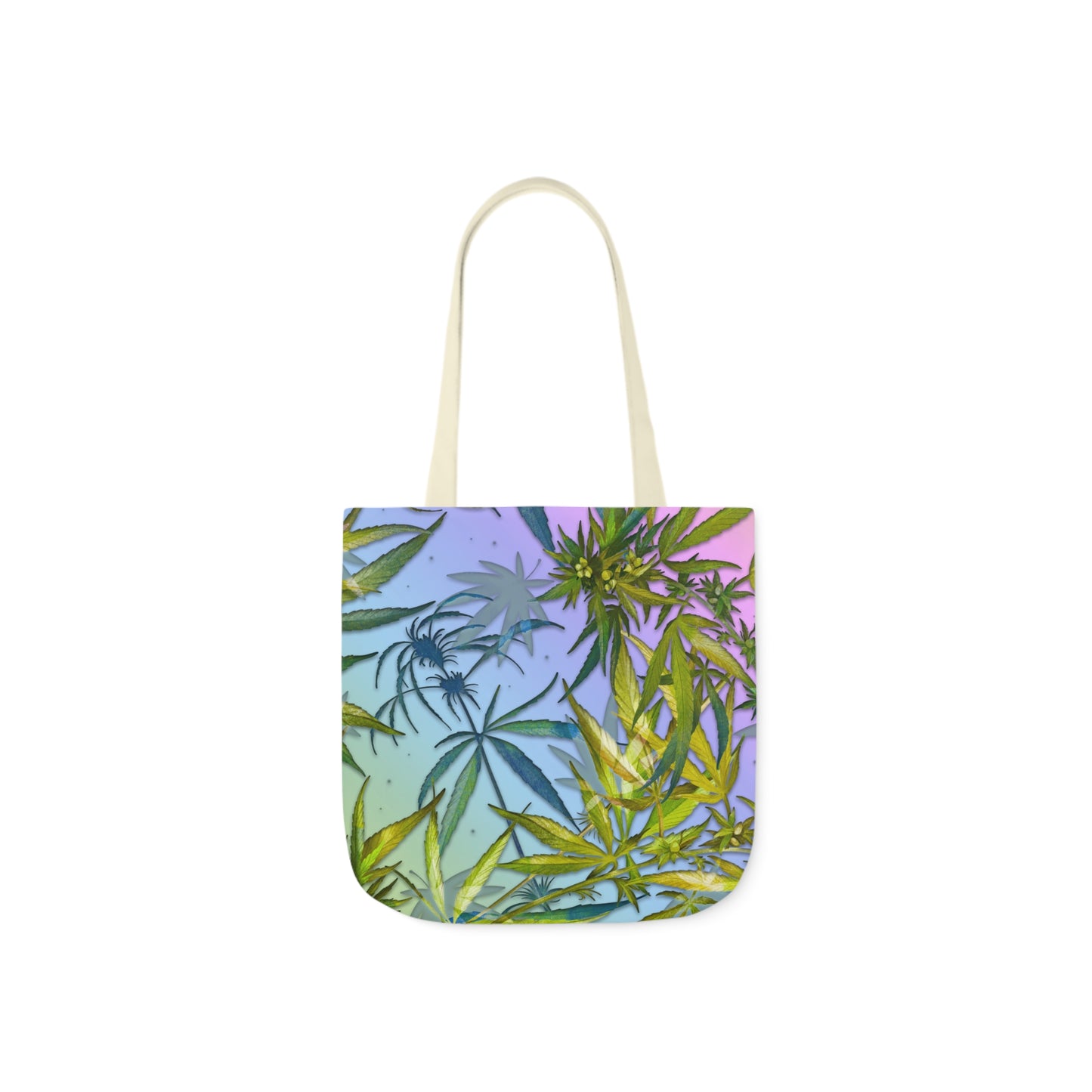 Sassy Pink And Green 420 Weed Marijuana Leaf Polyester Canvas Tote Bag (AOP)