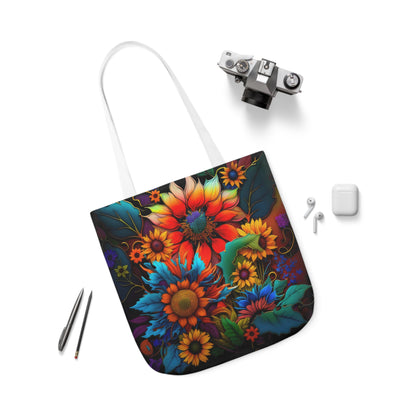 Bold And Beautiful Colorful Flowers Style Two Polyester Canvas Tote Bag (AOP)