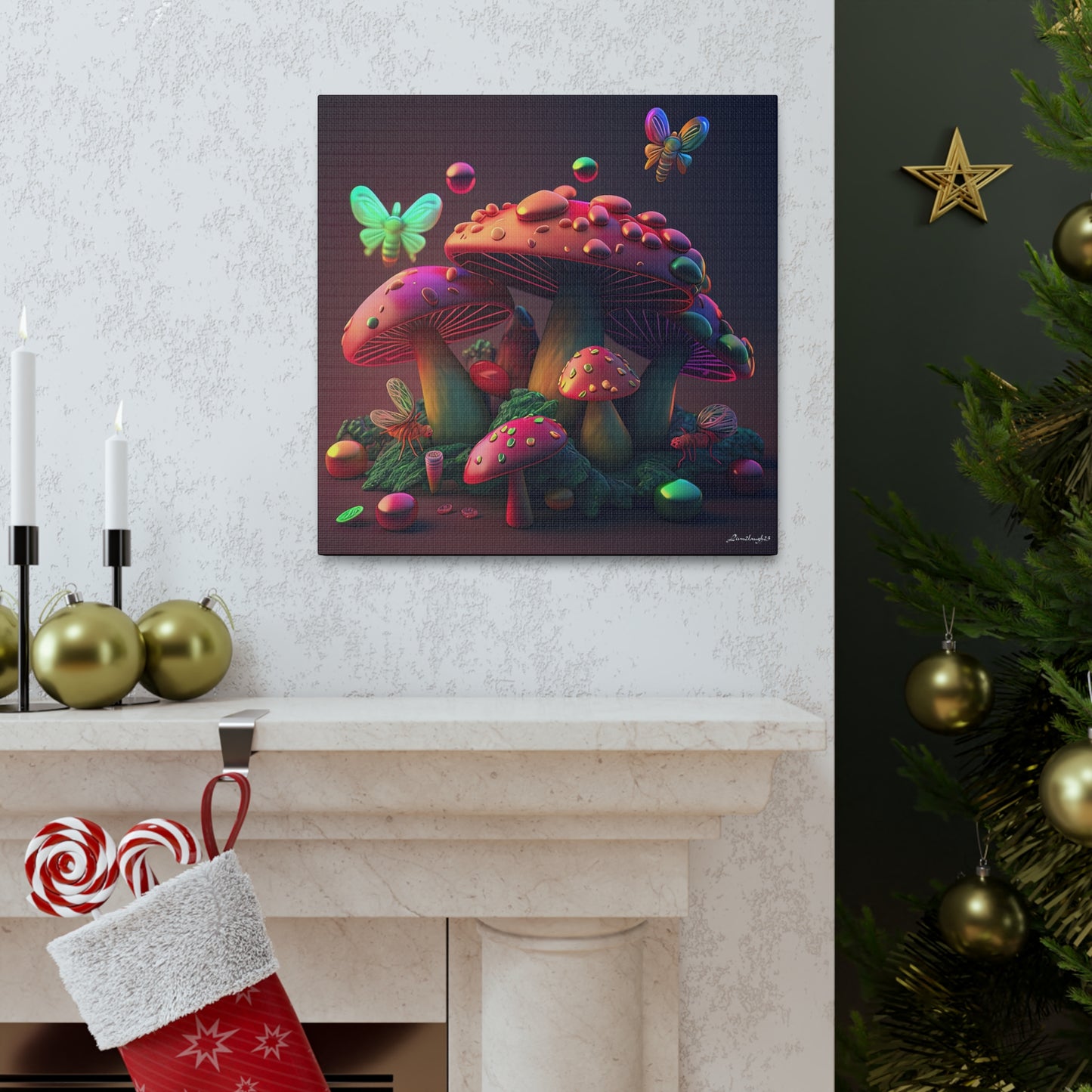 Beautiful Mushroom Luminating Colorful Bliss 8 Canvas Gallery Wraps