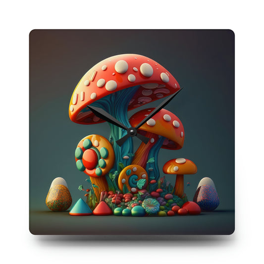 Hippie Mushroom Color Candy Style Design Style 4 Acrylic Wall Clock