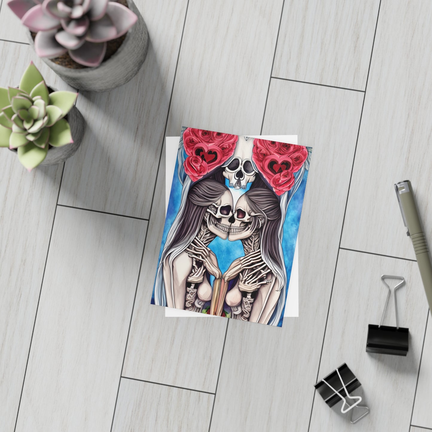 Love Shows No Time Boundaries Skulls,  Loewenkind Creations Postcard Bundles (envelopes included)