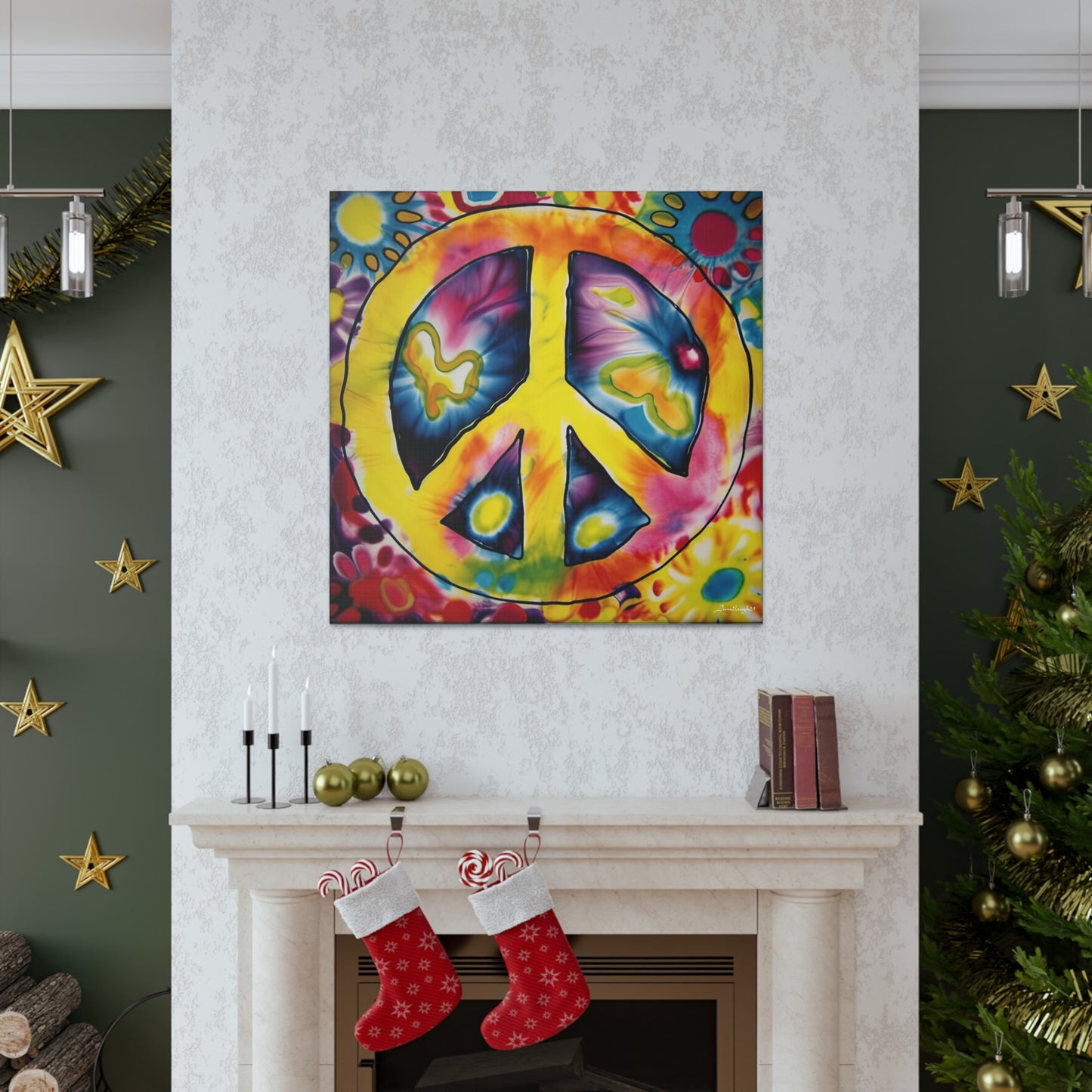 Coolio Tie Dye Hippie Peace Sign 7 Canvas Gallery Wraps