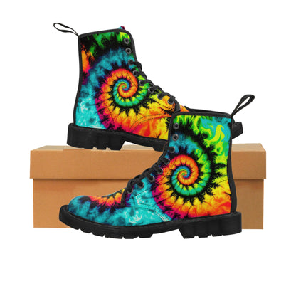 Bold And Beautiful Tie Dye Style Three Men's Canvas Boots