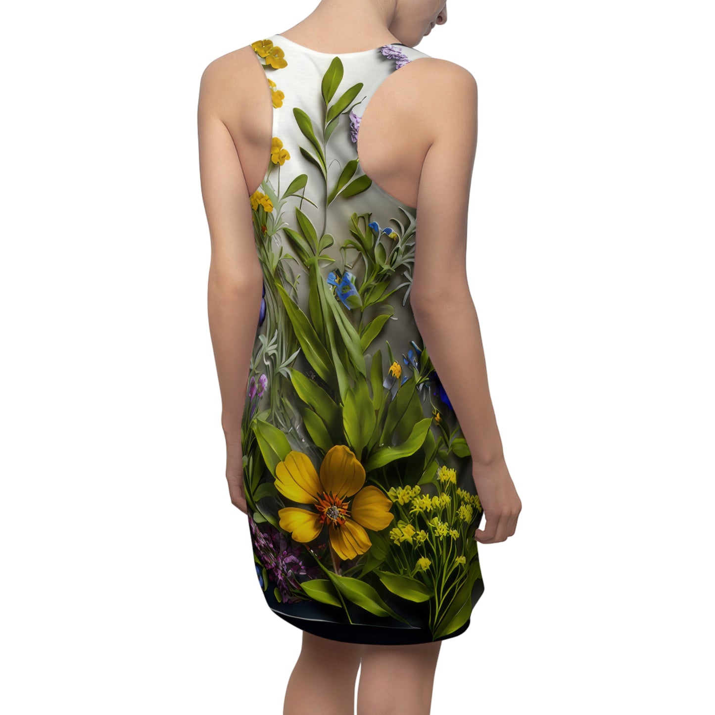 Bold & Beautiful & Metallic Wildflowers, Gorgeous floral Design, Style 4 Women's Cut & Sew Racerback Dress (AOP)