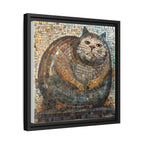 "Serene Mosaic Cat", Framed Mosaic Cat Art Print — Colorful Modern Wall Canvas
