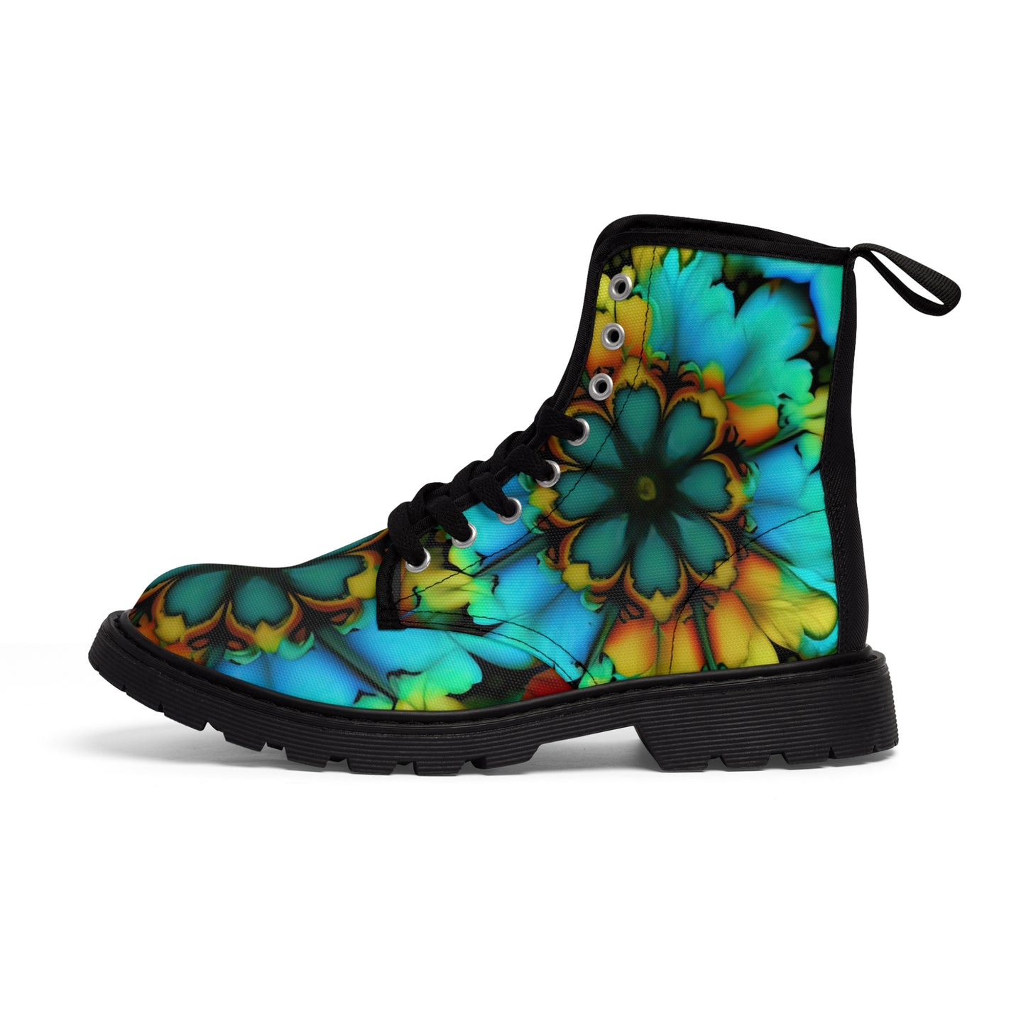 Bold And Beautiful Flowers B 3 Blue Yellow Women's Canvas Boots