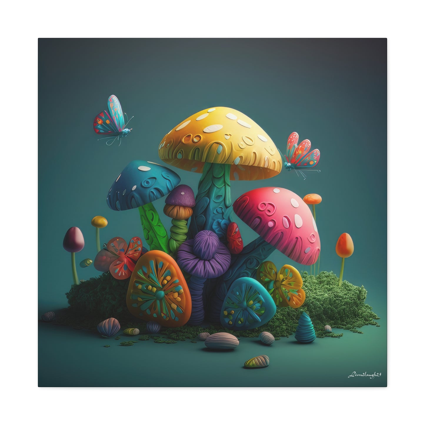 Beautiful Mushroom Luminating Colorful Bliss 4 Canvas Gallery Wraps