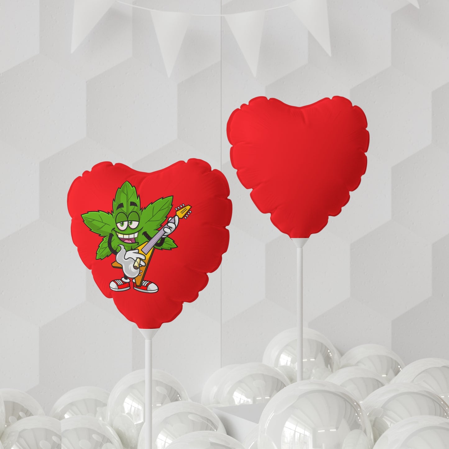 Marijuana Reggae Pot Leaf Man Smoking A Joint With Red Sneakers Style 2, Red Balloon (Round and Heart-shaped), 11"