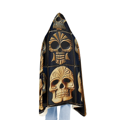 Deeply Detailed Blue And Cream White Skulls Snuggle Blanket